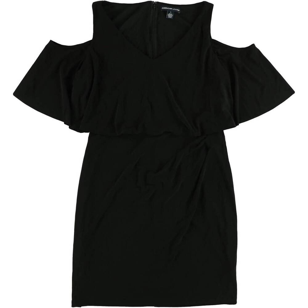 NEW AMERICAN LIVING women's cold shoulder popover dress in black